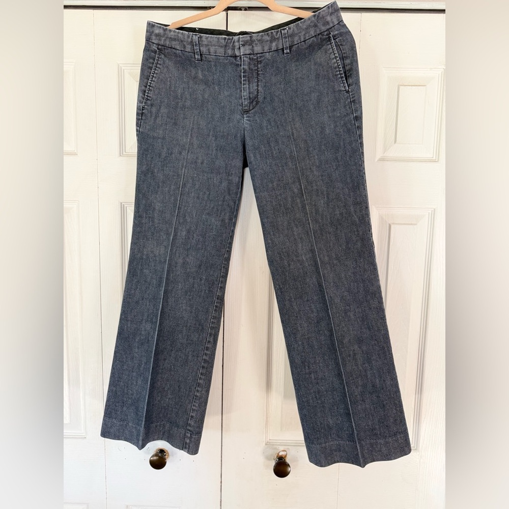 Gap Trouser Jeans Women 8P Dark Wash Wide Leg Tailored Denim